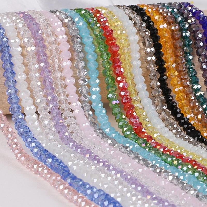 2 Mm Sekitar 195 Pcs Manik-manik Kristal AB Multicolor Spacer Manik-manik Kaca untuk Membuat Perhiasan DIY Buatan Tangan Gelang Grosir