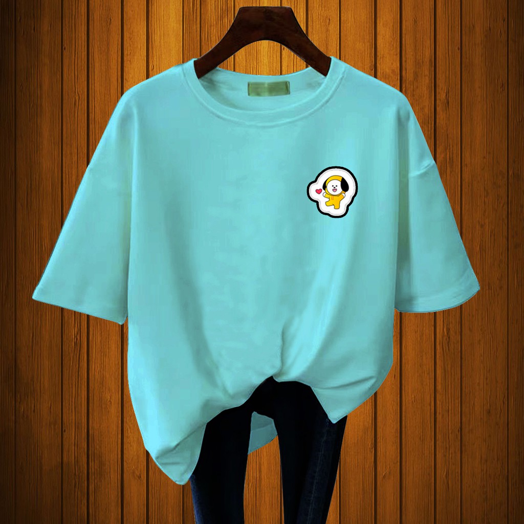 CALVIERO SHOP - BAJU KAOS ATASAN WANITA PRINT BTS SHIMMY CASUAL