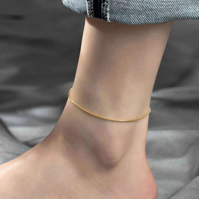 Gelang Kaki Titanium Simple Lapis Emas 24K