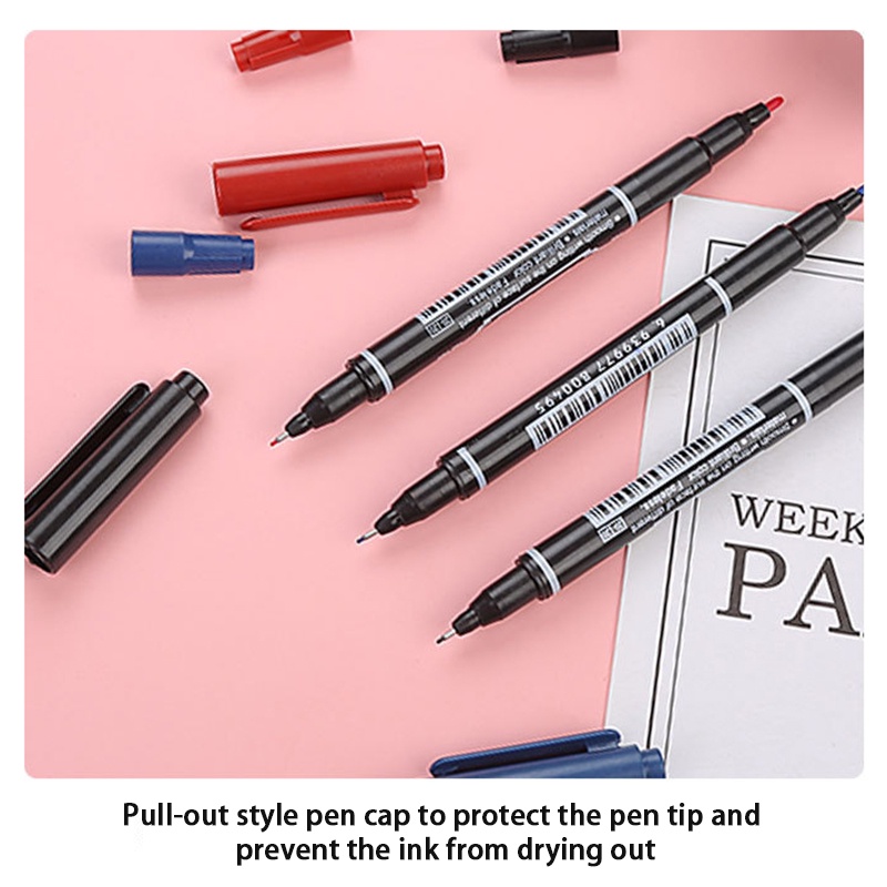 1 Pcs Permanent Marker Spidol Permanen Dual Tip Highlighter Penanda Berwarna