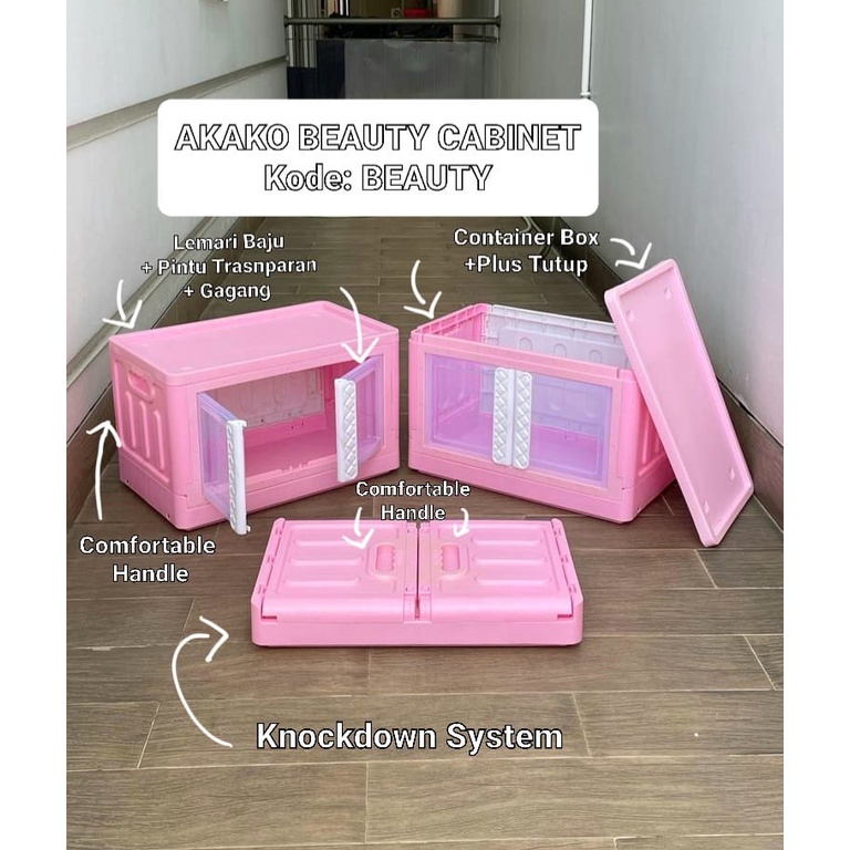 BOX SERBAGUNA BOX PORTABLE STORAGE BOX AKAKO BEAUTY CABINET 45L CONTAINER BOX STACKABLE