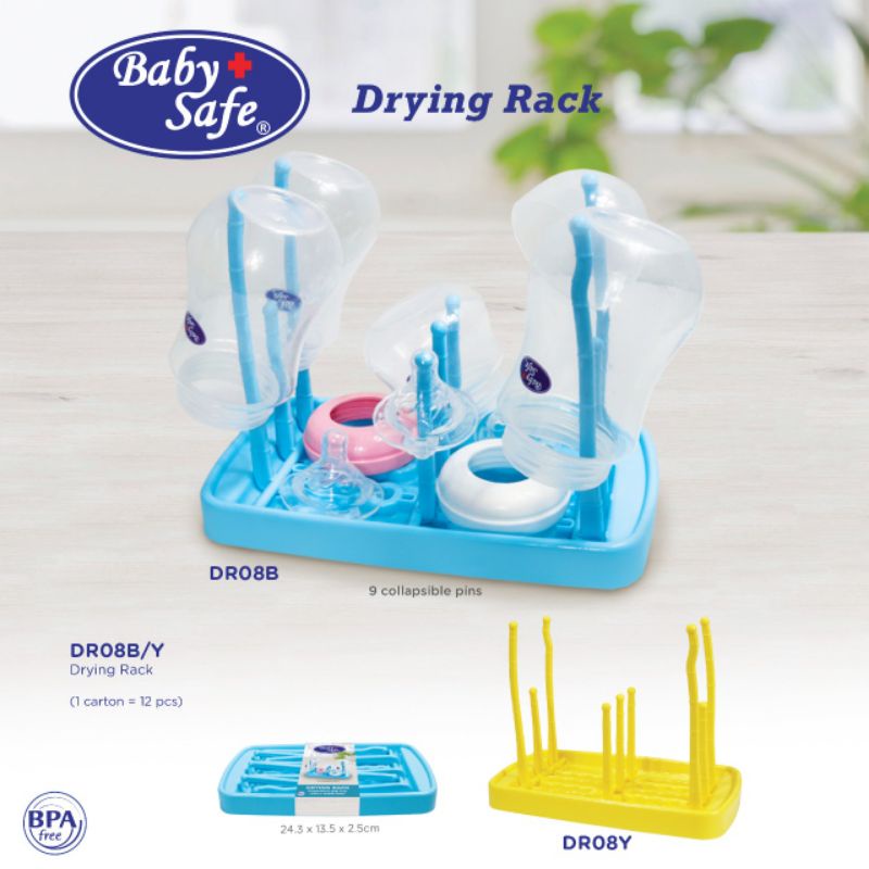 Baby Safe Bottle Drying Rack/Rak botol travel bayi / Rak Botol Susu Bayi Babysafe DR08Y DR08B