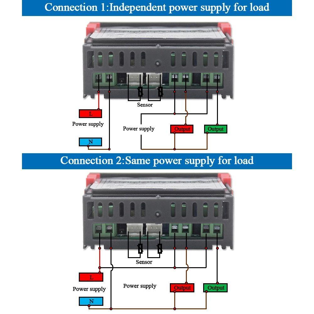 Termostat Pengontrol Suhu Atas 12V Output Dua Relay STC-3008