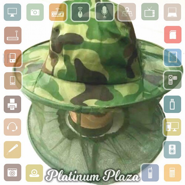 KLV Topi Mancing Jaring Camouflage Anti Nyamuk Lebah - Green`CDY0O9-