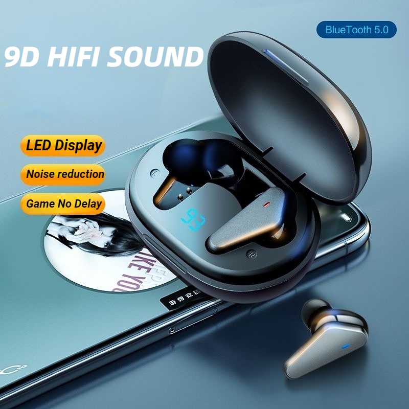 ⚡YZ COD Headset Bluetooth Full Bass Earphone Kontrol Sentuh TWS Wireless Digital LED Dengan Mikrofon