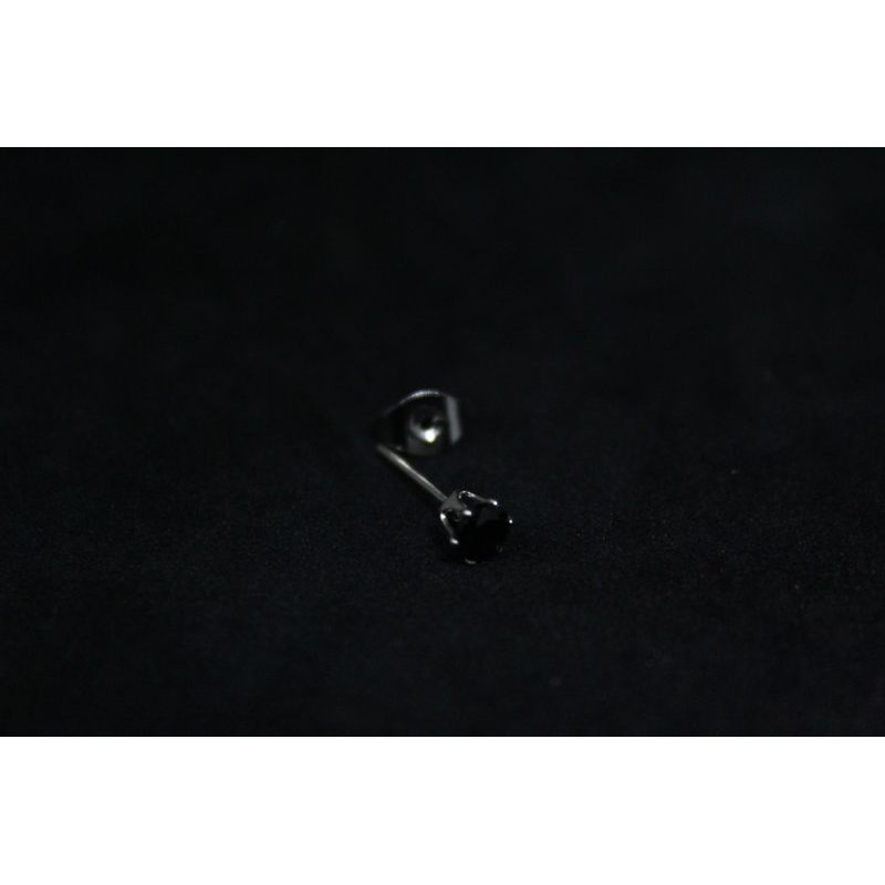 Anting Tusuk Permata Hitam Zircon Import Wanita