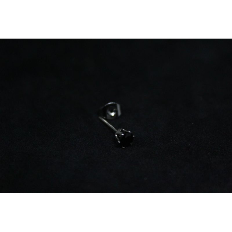 Anting Tusuk Permata Hitam Zircon Import Wanita