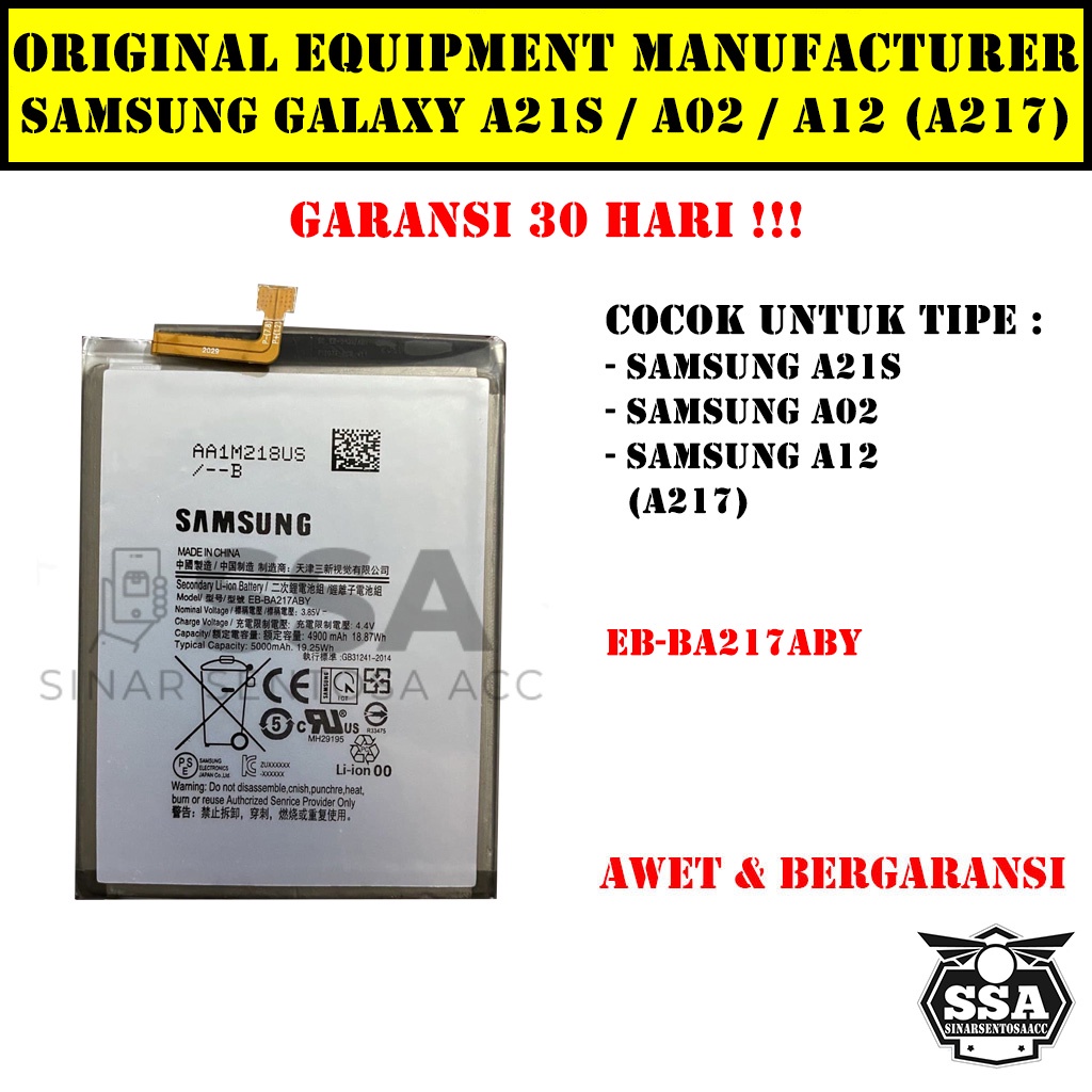 Baterai Original OEM Samsung Galaxy A21s A02 A12 A217 EB-BA217ABY BA217ABY EBBA217ABY HP Ori Battery Batrai Batre Batu Batere GARANSI AWET MURAH