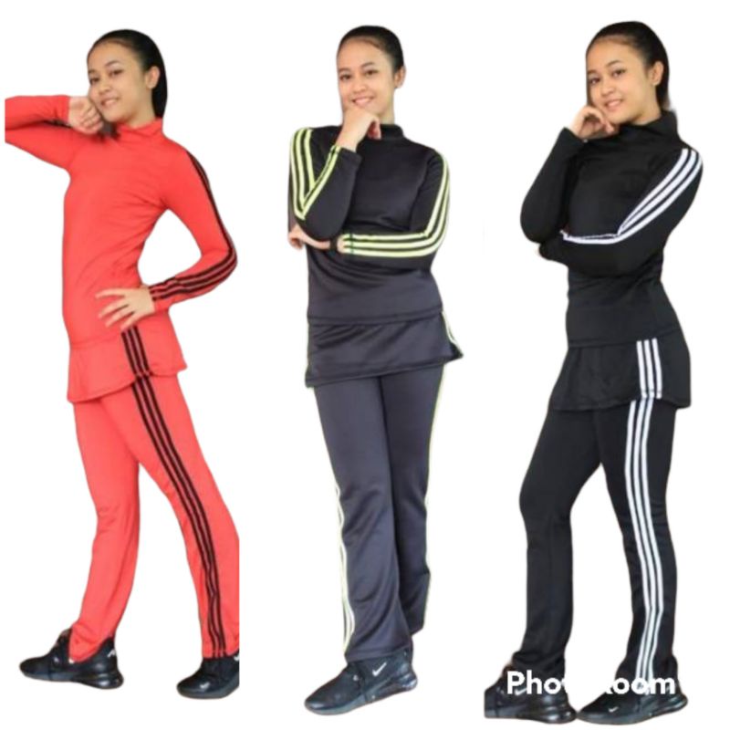 Baju senam rok / setelan baju senam muslimah / setelan bajusenam outdoor