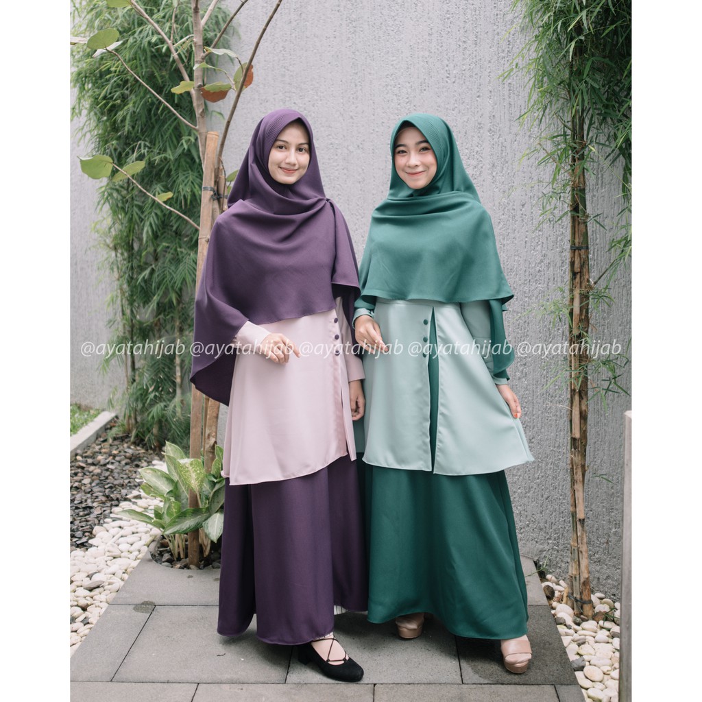 Gamis dua warna DHIYA SERIES - GAMISNYA SAJA -  Ayatahijab