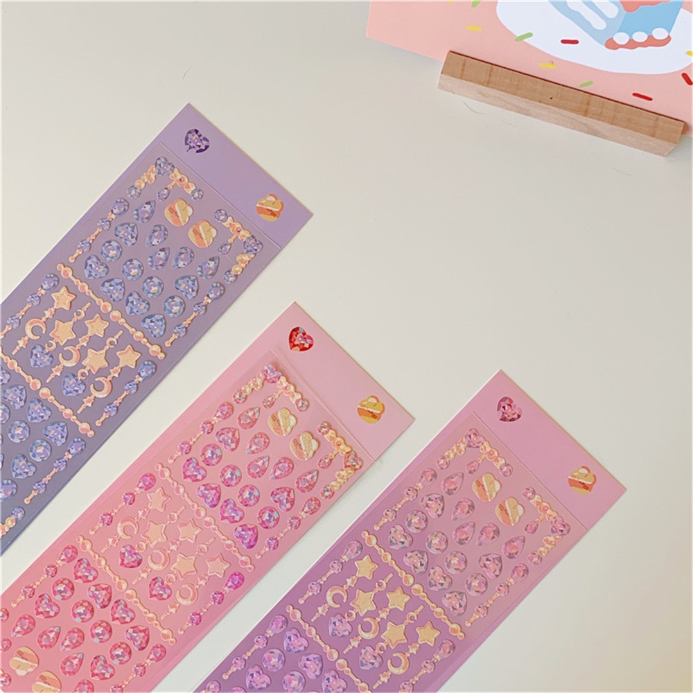 【COD Tangding】Korea Beaded Pendant Sparkling Sequin Laser Sticker DIY Star Chase Card Decoration Material Hand Account