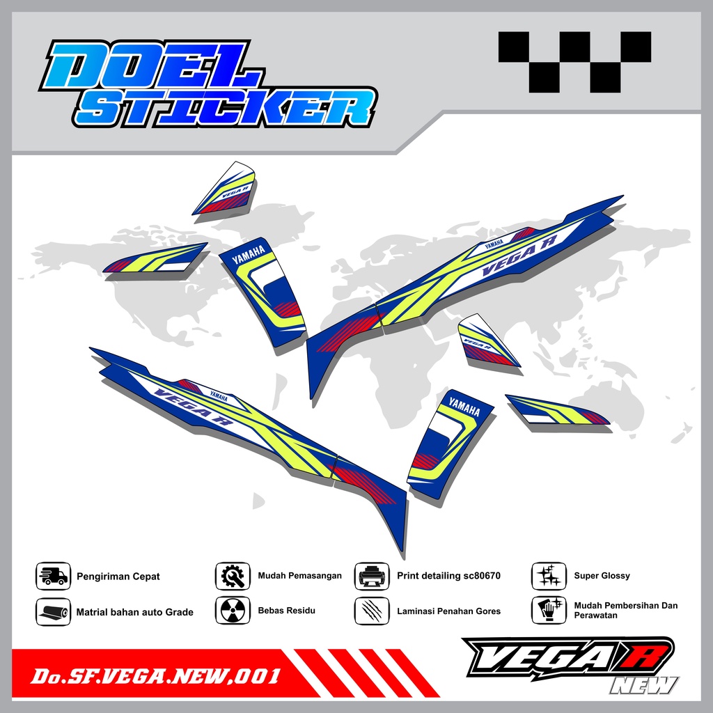 Sticker Striping Vega R New List Variasi Hologram , Crome Doel 001