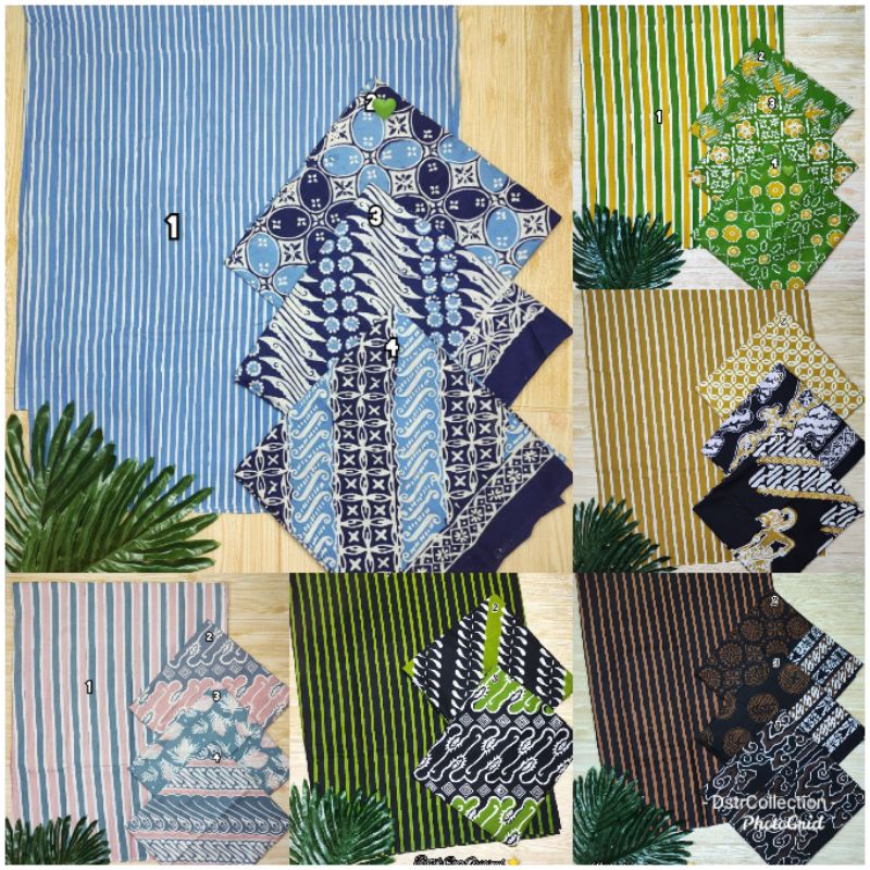 KAIN BATIK CAP LURIK KOMBINASI BATIK CAP BIRU PASTEL COKLAT SOGAN