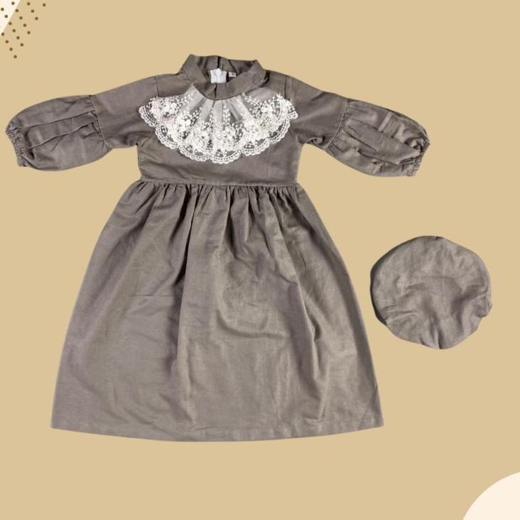 Gamis Panjang Anak Perempuan POETRI By Mybee Free Topi Barret Long Dress Baju Muslim anak Cewek Usia
