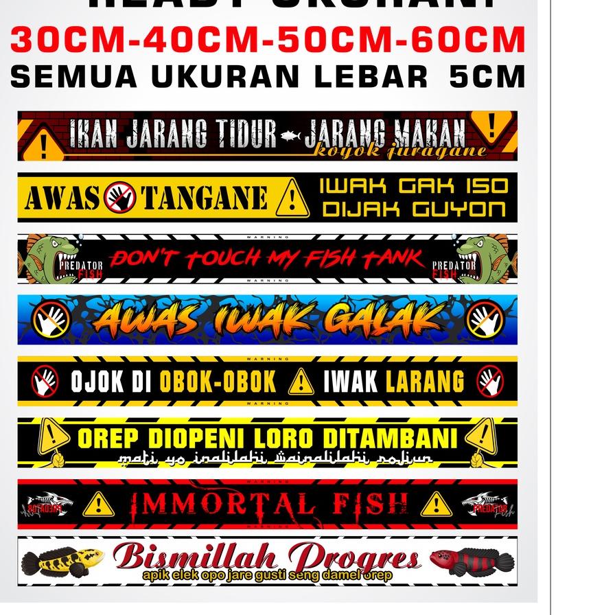 Berani Coba? [2pcs] bisa pilih stiker awas iwak galak/predator-hiasan aquarium 「Original」