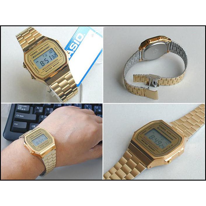 Casio Jam Tangan A168Wga-1Adf Original - Wanita - Gold Emas Digital