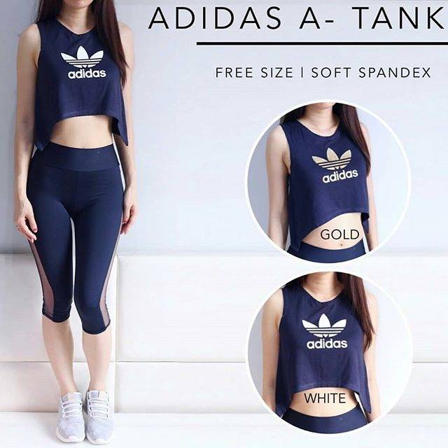 ADIDAS A TANK NAVY - BAJU SENAM - BAJU OLAHRAGA WANITA - BAJU ZUMBA - BAJU YOGA-BAJU AEROBIC