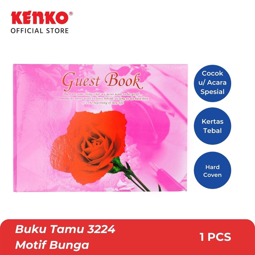 

Buku Tulis Tamu Acara Pernikahan Wedding BT-3224 Motif Bunga Kenko Stationery