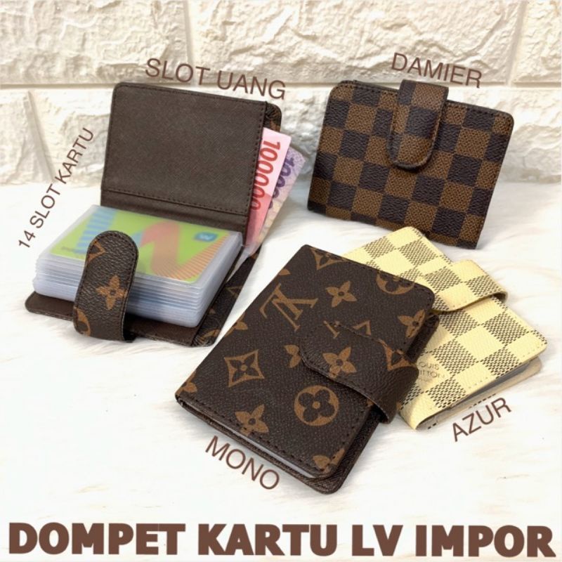 Dompet Kartu DAMIER // Dompet Kartu LV IMPORT Kancing 14 Lembar Slot Kartu