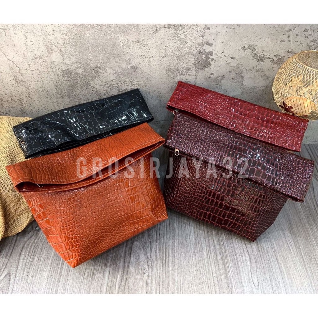 (GROSIRJAYA32) Dompet Pesta Wanita Croco Loisa Clutch murah clutch magnet murah