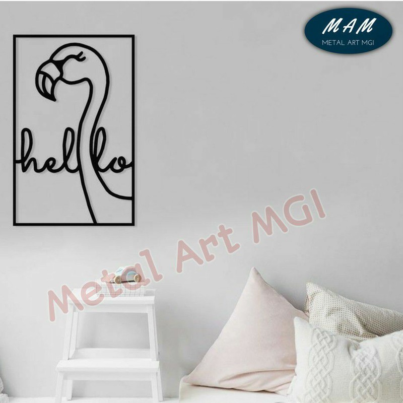 Hiasan Dinding Besi Geometric flamingo METAL WALL DECOR dekorasi dinding WALL DECOR