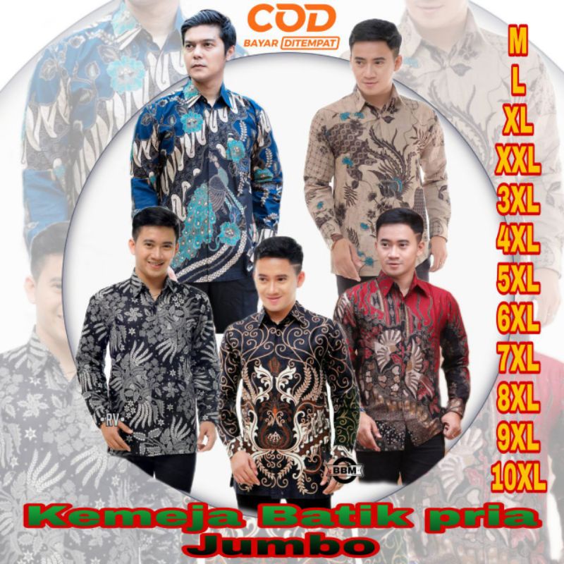 KEMEJA BATIK KERJA BIG SIZE JUMBO SIZE FIT XXL LD 120 WARNA HITAM PUTIH CASUAL FORMAL KONDANGAN