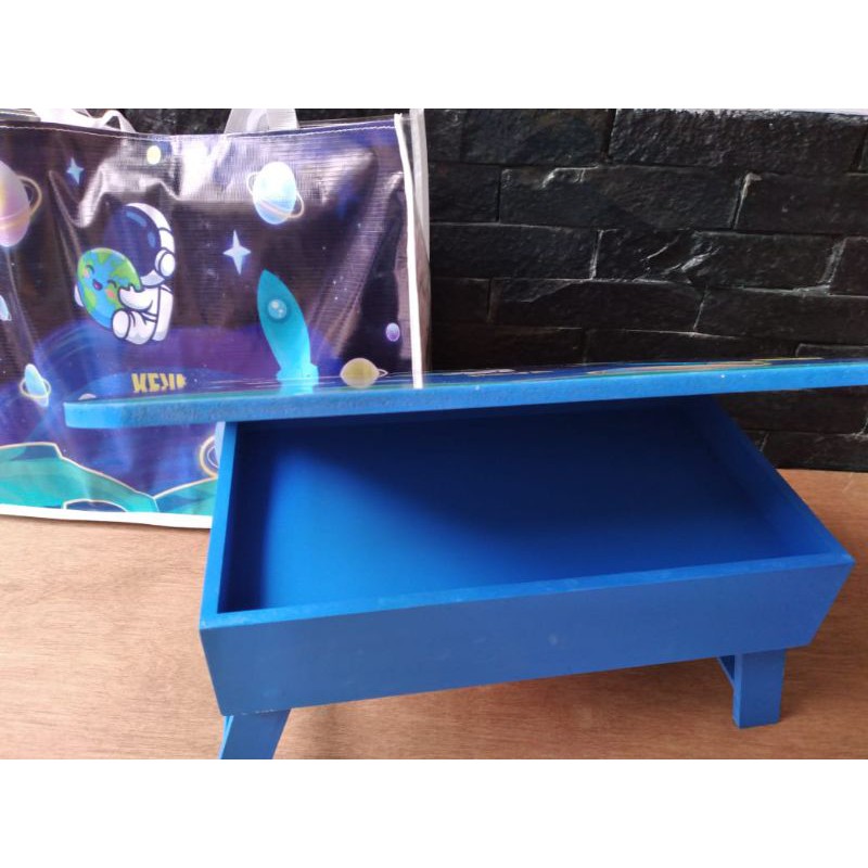 MEJA LIPAT LACI ENGSEL+ TAS MIKA Custom Design Nama PORTABLE KIDS WOODEN GIFT Souvenir Ultah Anak