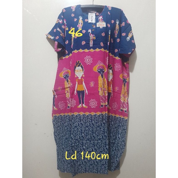 YULI - Daster kencana ungu  L5 JUMBO LD 135-150 CM PB 107 CM BATIK KU LEBEL PUTIH(KUP)-No 46