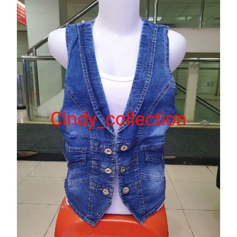 ROMPI JEANS WANITA TEBAL L XL ROMPI CEWEK ROMPI WANITA VEST DENIM OUTER Trendy Terbaru Kekinian