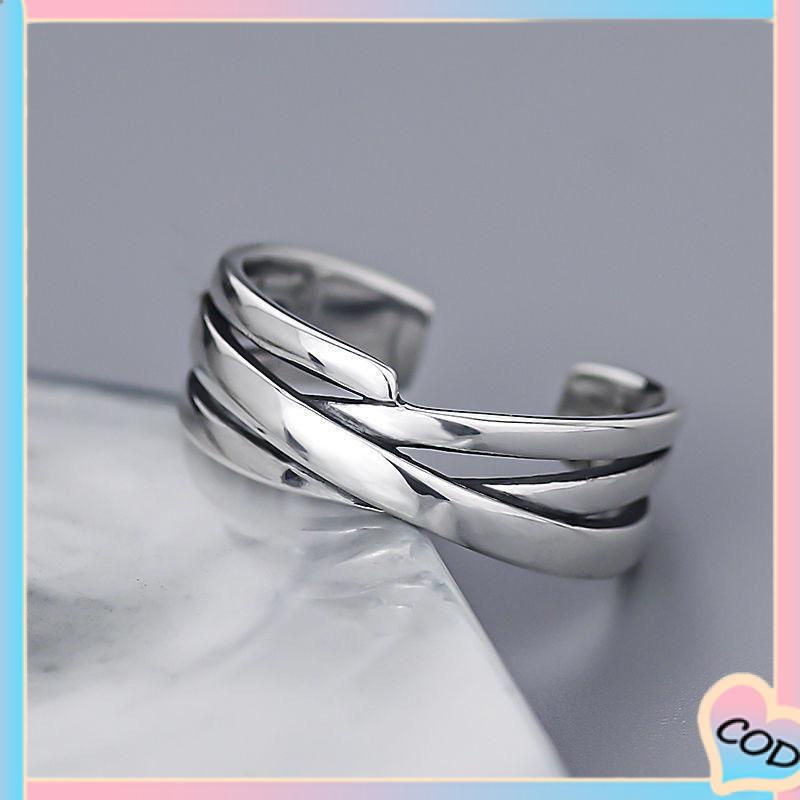 COD❤️ 3pcs Cincin Jari Telunjuk Model Terbuka Dapat Disesuaikan Tidak Pudar Untuk Unisex-A.one