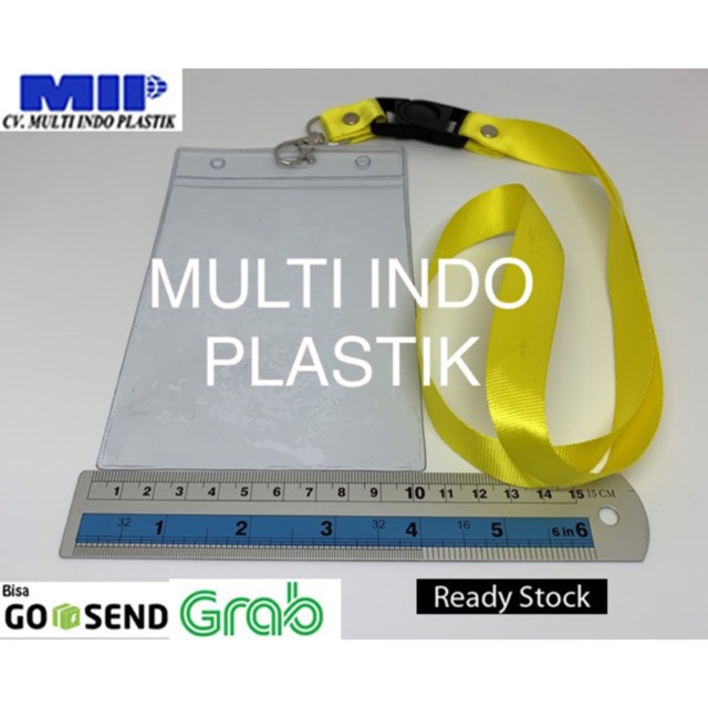 Tali id card kuning/tali nametag murah/nametag uk 10 x 14/tali lanyard 2 cm/plasrtik id card murah