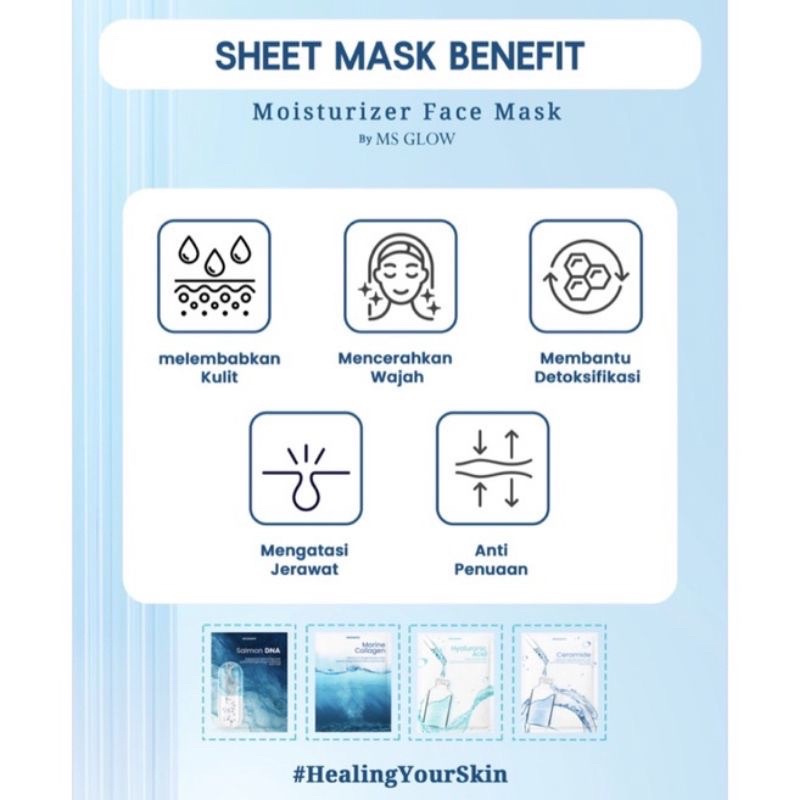 MS Glow Sheet Mask | Salmon DNA | Ceramide | Marine Collagen | Hyaluronic Acid Mask