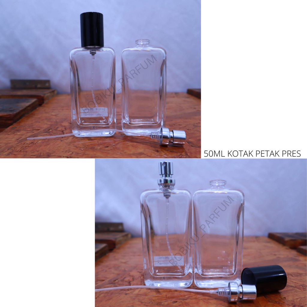 BOTOL PARFUM SPRAY 50ML KOTAK PETAK PRES PER 1 LUSIN