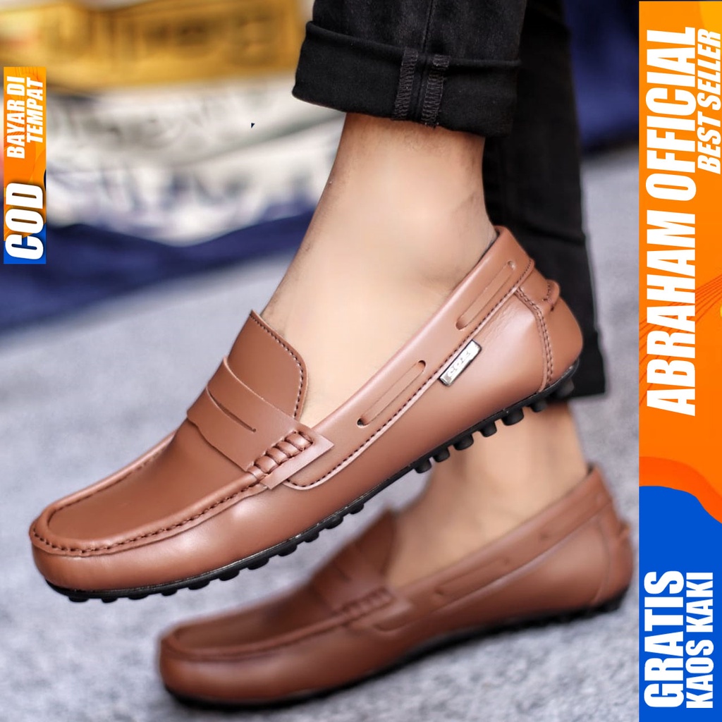 ABRAHAM Sepatu Casual Slip On Hitam Kerja Selop Pria