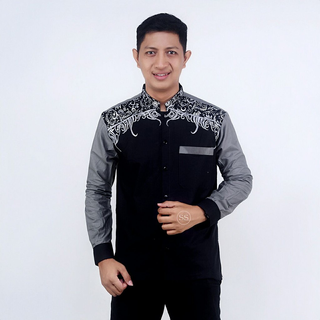 Baju koko bordir lengan panjang modern/Koko batik lengan panjang/Baju koko pekalongan/Batik wulan