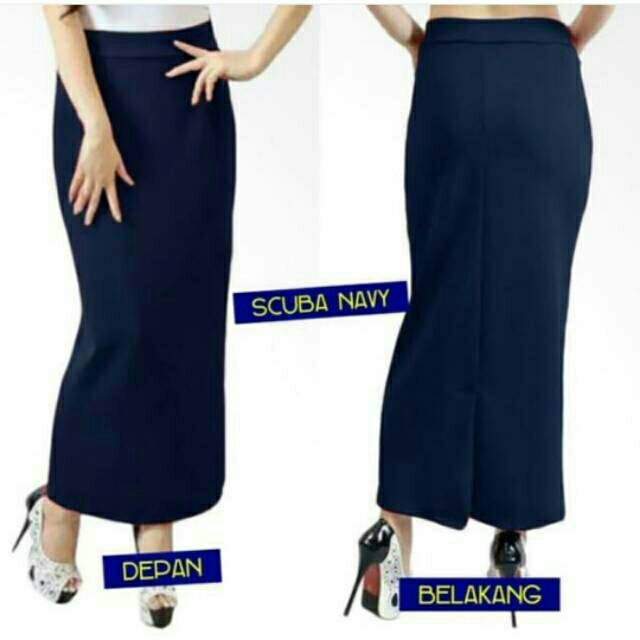 Rok Span Scuba Pencil Skrirt Basic Polos Allsize
