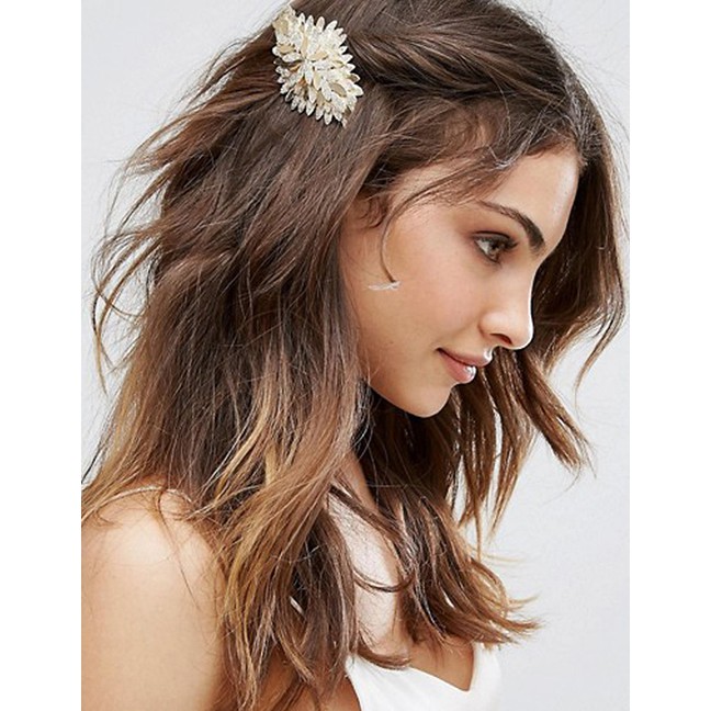 LRC Jepit Rambut Fashion H34 Silver Petal Cascading Large Spring Clip F55450