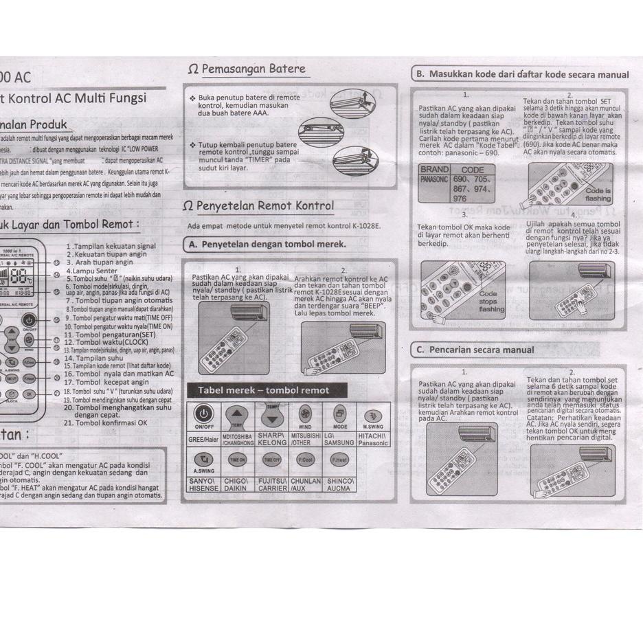 g5G0s-- Remot / Remote AC Multi Universal1000 in 1 RETIVE RE 1000 AC / ecer dan grosir