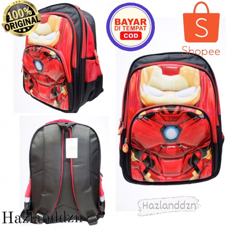 Tas Sekolah Anak TK SD Ironman / Backpack Superhero Ironman/ Tas Sekolah Anak Cowok Ironman