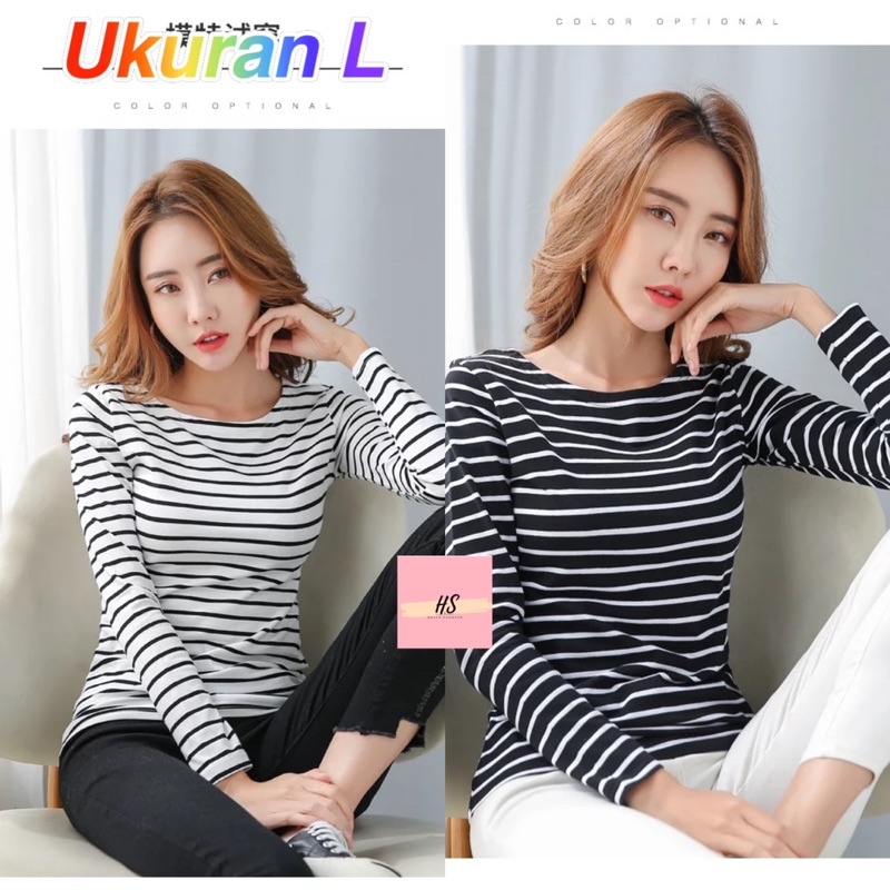 ATASAN STRIPE O PANJANG FIT L&amp;XL&amp;XXL/TSHIRT STRIPE/STEFI
