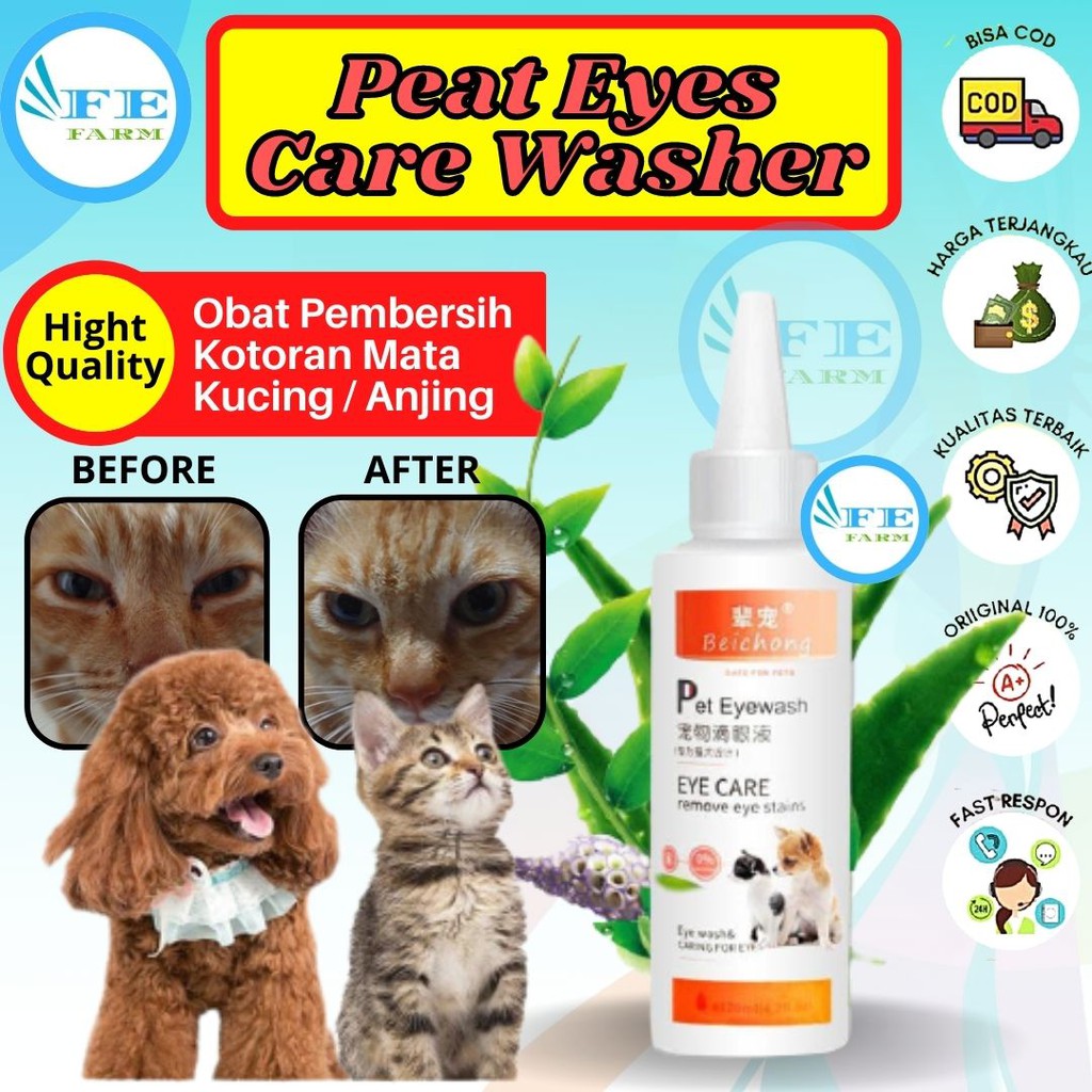 Tetes Mata Kucing Eye Cleaner Kucing 120ml Mencegah Iritasi Menjadikan Mata Cerah Bersinar FEFARM