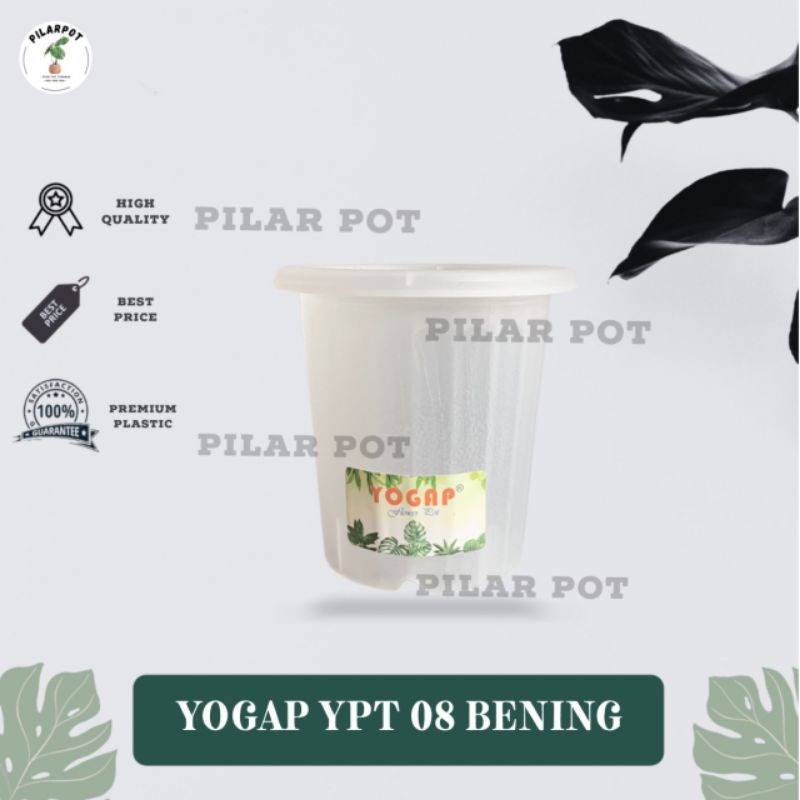 Pot Bunga Tanaman Tinggi Yogap 9,5 Cm YPT 8 Bening Bahan Tebal - YOGAP YPT 8 BENING TRANSPARAN