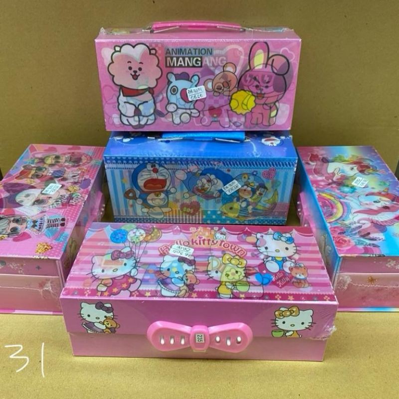 

Tempat pensil kode susun BTS Unicorn LOL Hello Kitty Doraemon / Kotak pensil kode password