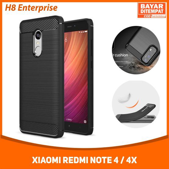 Case IPAKY Soft Carbon Shockproof For Xiaomi Redmi Note 4x - Hitam