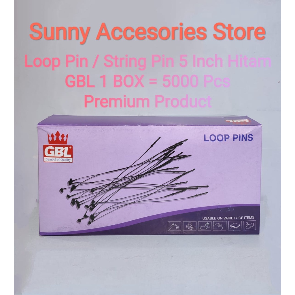 

Loop Pin / String Pin 5 Inch Hitam GBL 1 BOX = 5000 Pcs Premium Product
