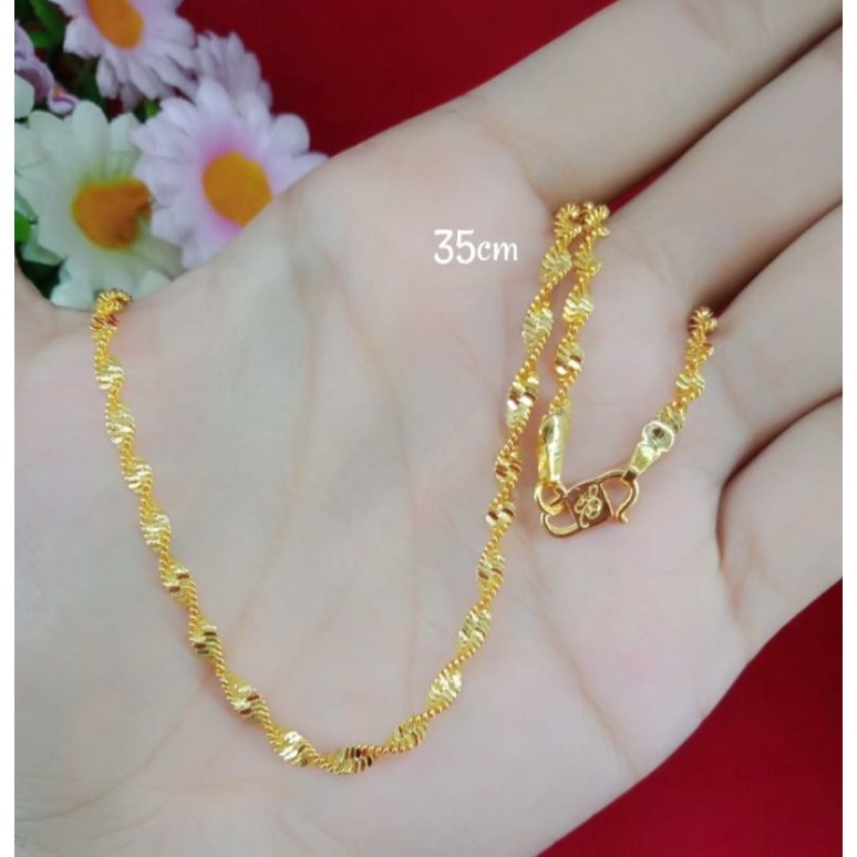 kalung pelintir anak 35cm dan dewasa 45cm lapis emas 24k