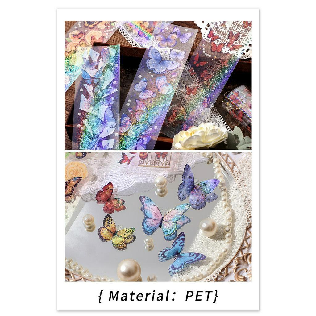 

ISI 3 LBR STICKER JOURNALING PET TRANSPARANT KUPU KUPU CLASSIC RETRO AESTHETIC GLITTER HOLOGRAM