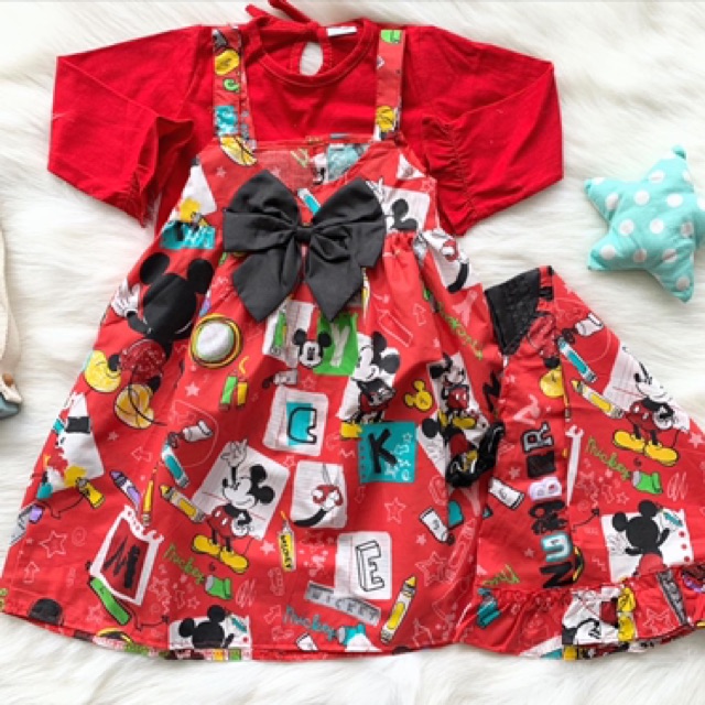 Dress gamis mickey big bow