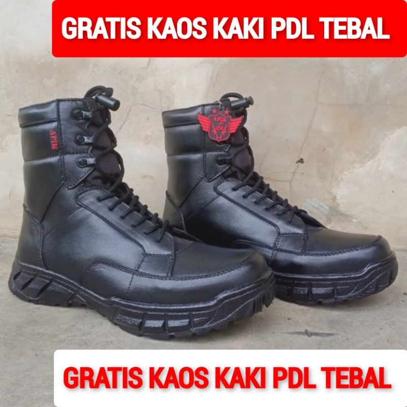 SEPATU PDL KULIT SAPI ASLI MERK APIK SEPATU PDL DINAS LAPANGAN TNI POLRI SECURITY SATPAM SEPATU PDL POLANTAS