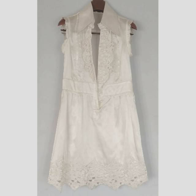 Baju dress wanita bordir putih white branded import